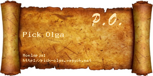 Pick Olga névjegykártya